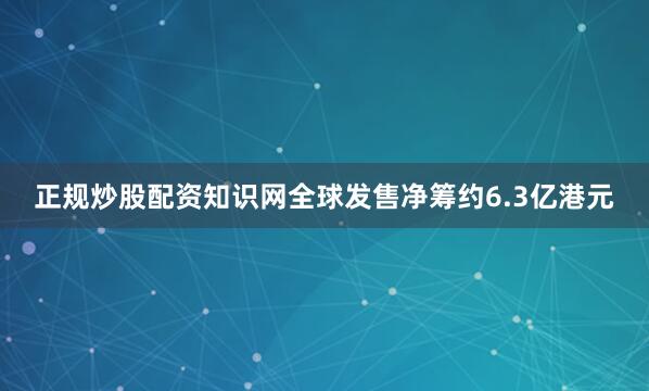 正规炒股配资知识网全球发售净筹约6.3亿港元