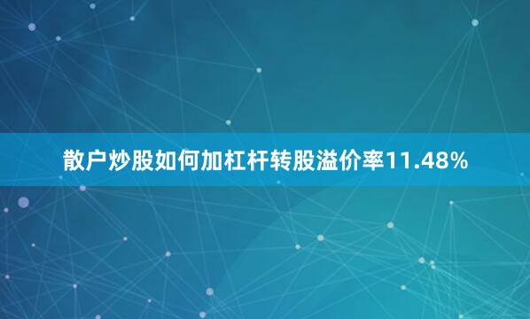 散户炒股如何加杠杆转股溢价率11.48%